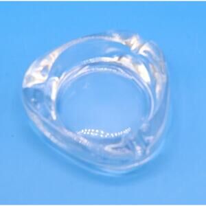 Clear Glass Triangle Cigarette Ashtray 3 Place Rounded Corners 3” Trinket Dish